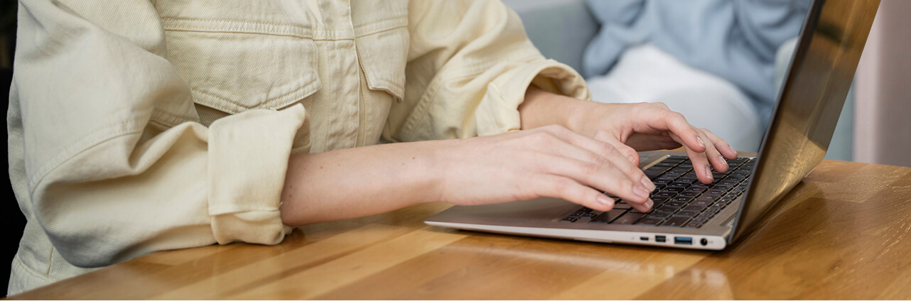 Woman working on laptop